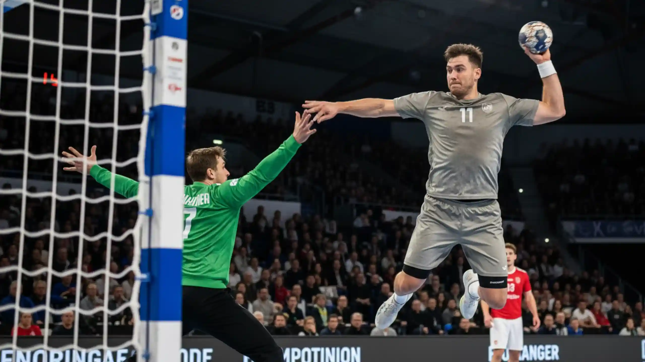Håndboldspiller scorer mål ved VM slutrunde