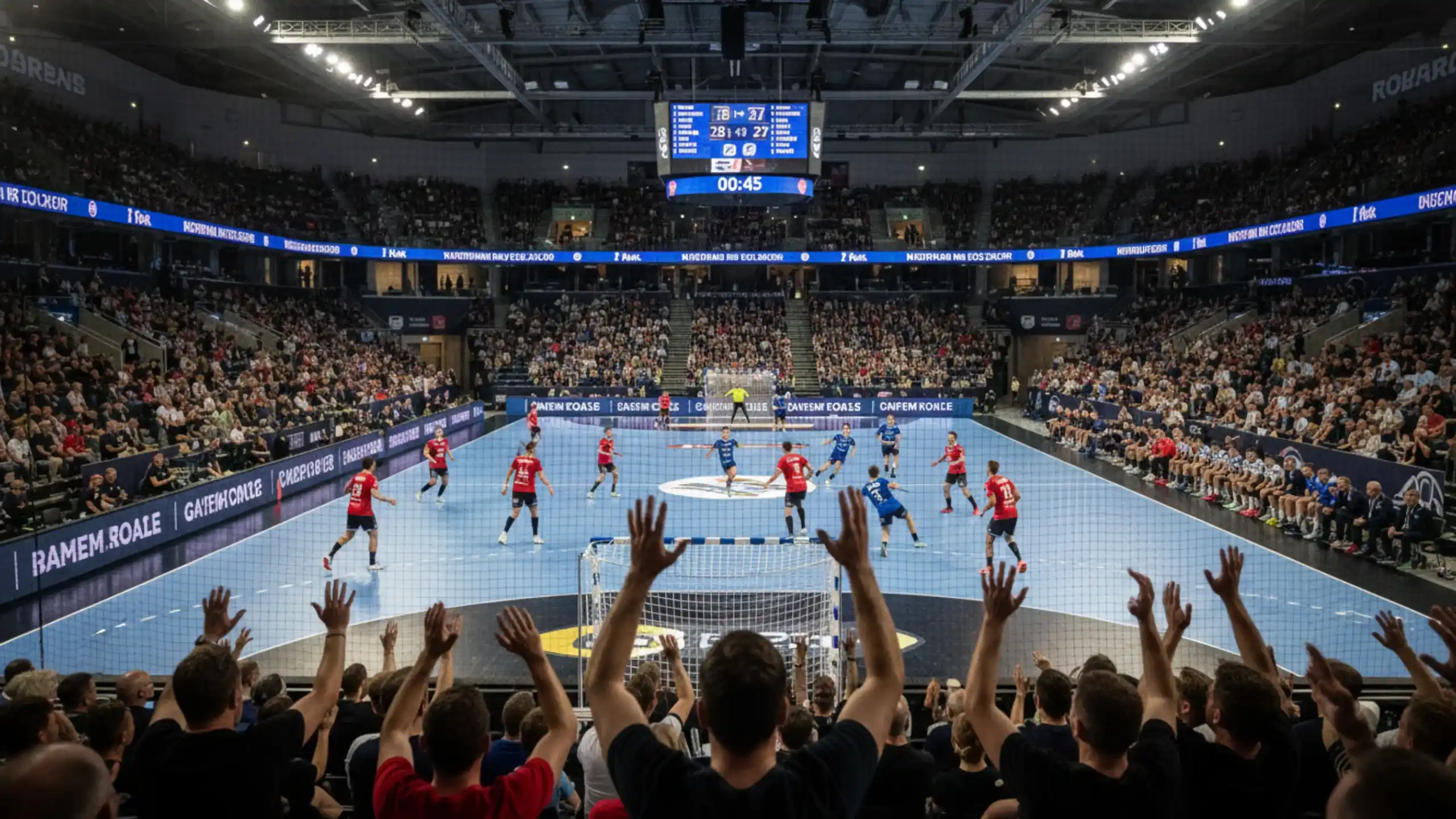 Live håndboldkamp med dynamisk scoreboard og odds-visning
